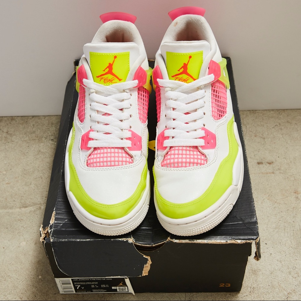 Nike Air Jordan 4 Retro SE GS ‘White/Lemon/Pink’